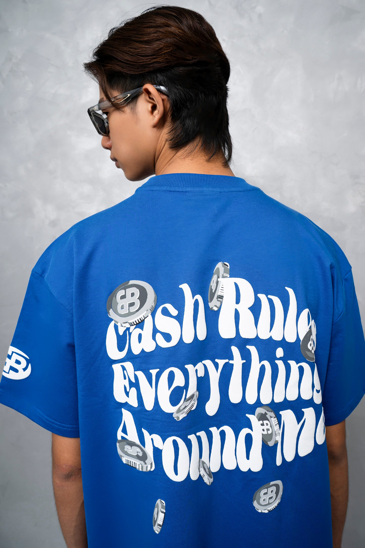 Cash Rules Blue Oversized T-Shirt