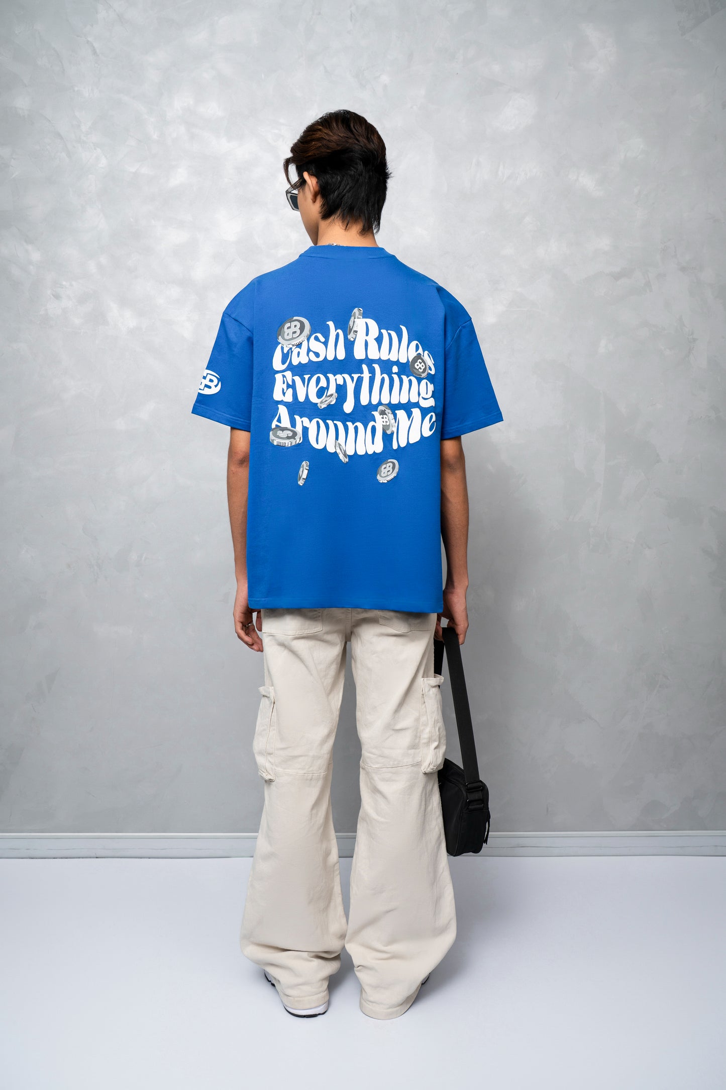 Cash Rules Blue Oversized T-Shirt