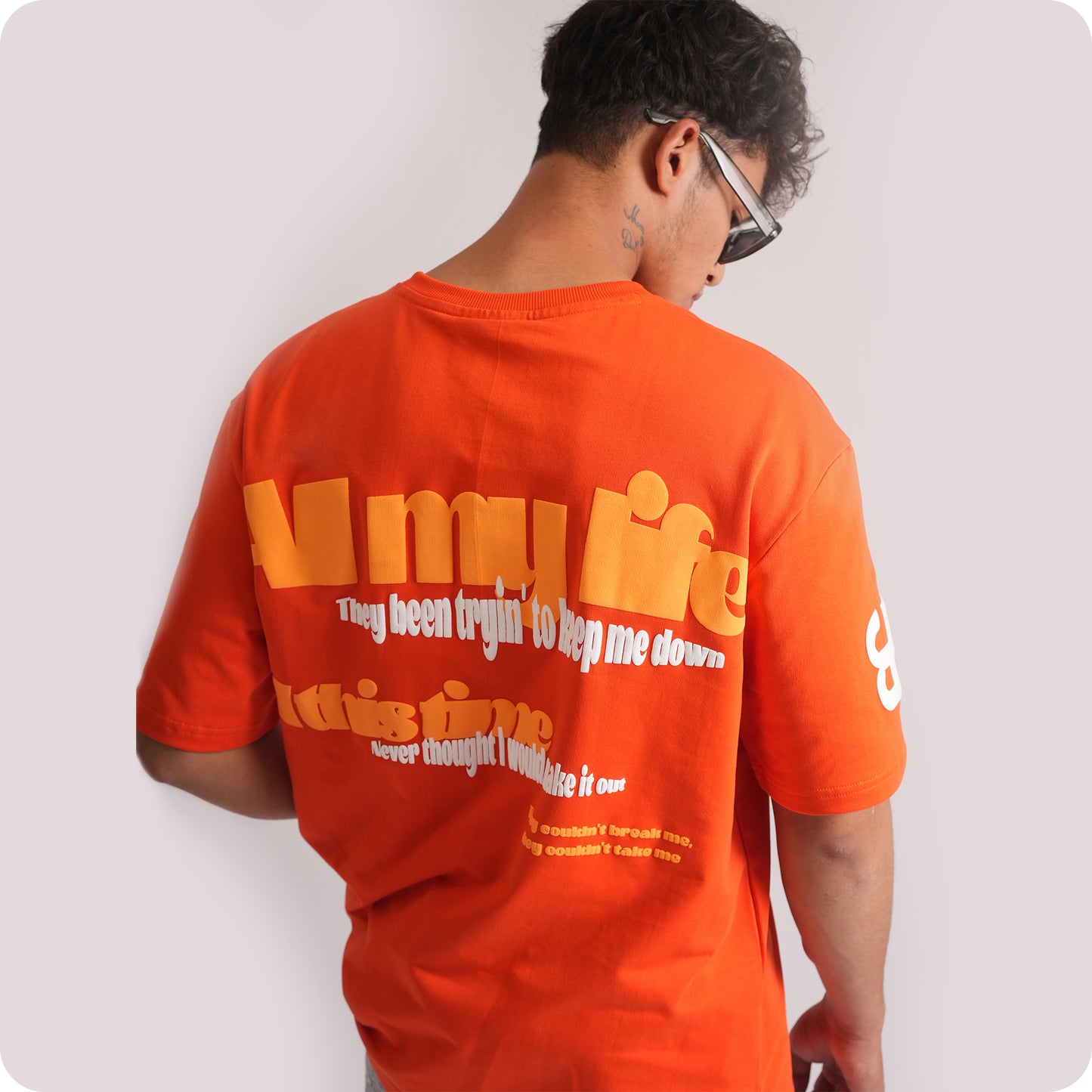 All My Life Orange Oversized T-Shirts