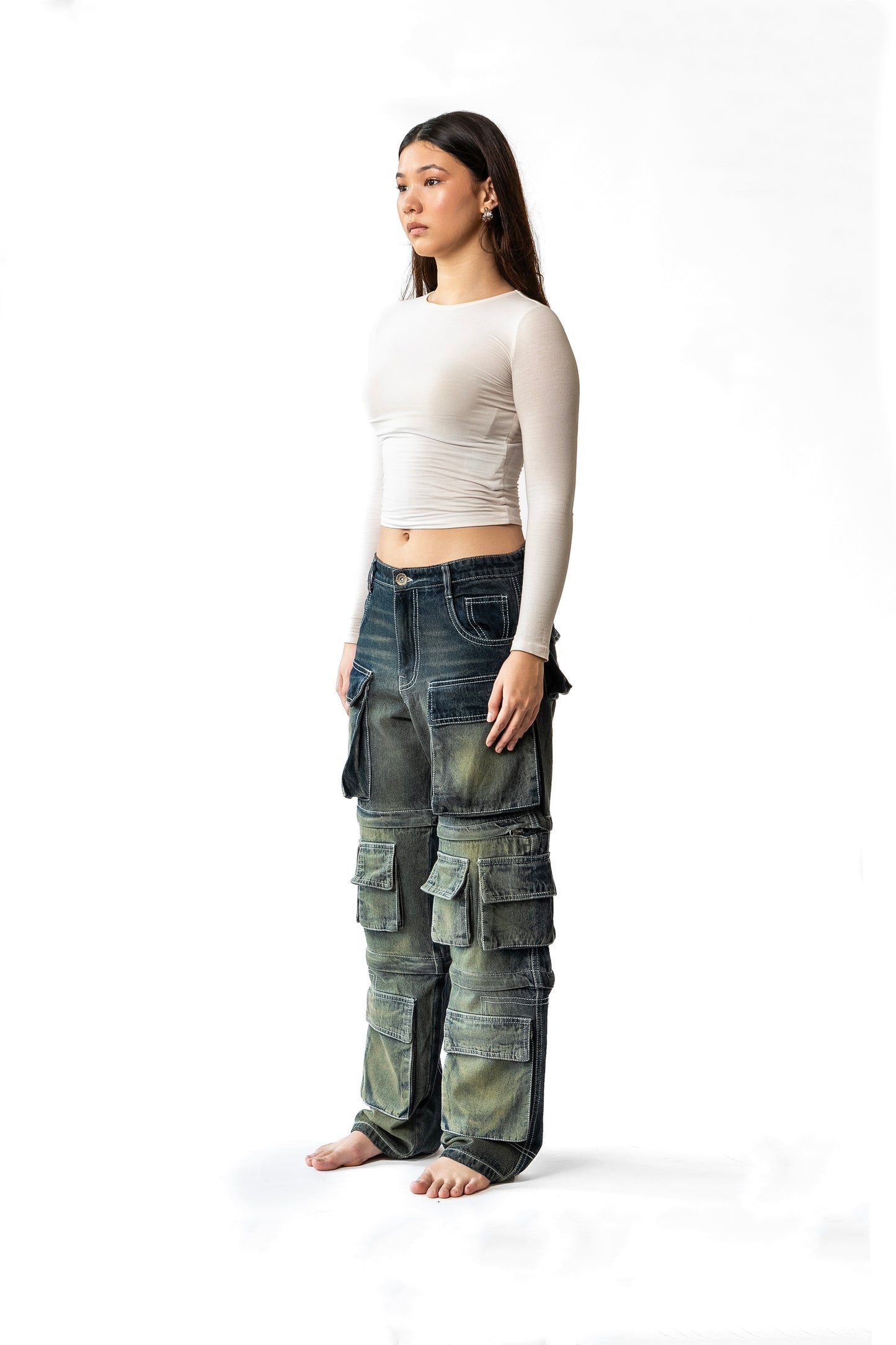 B&B Subway Straight Alien Green Denim