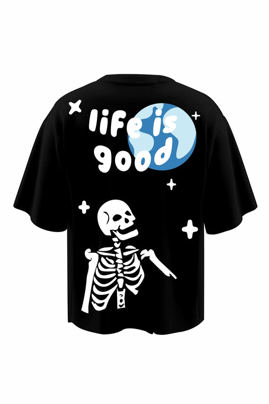 Life is Good Black Oversized T-Shirts
