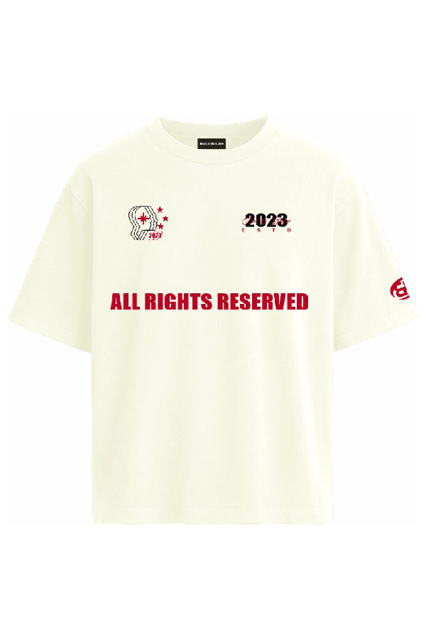 All Rights Reserved-Off White Oversized T-shirt