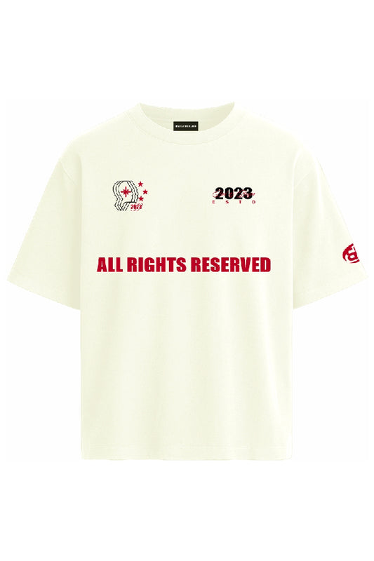 All Rights Reserved-Off White Oversized T-shirt