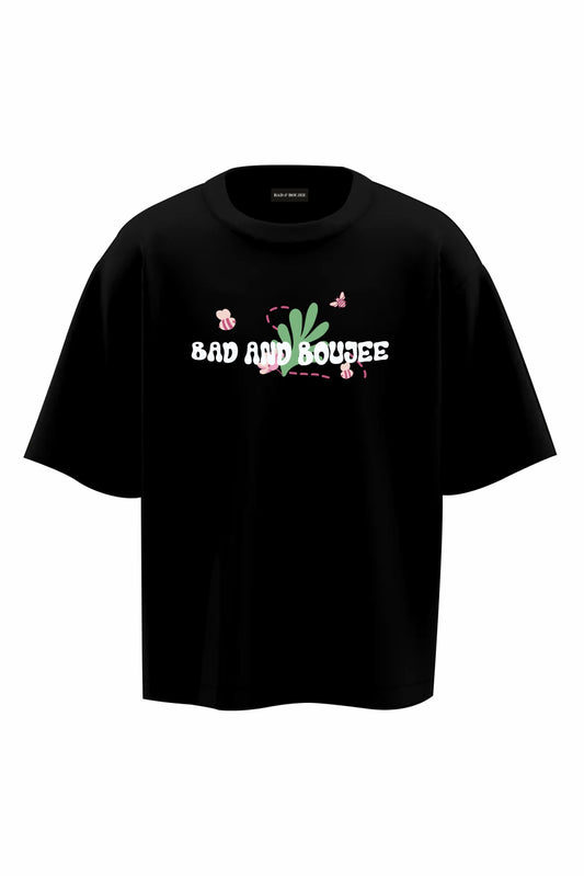 Blooming Black Oversized T-Shirts