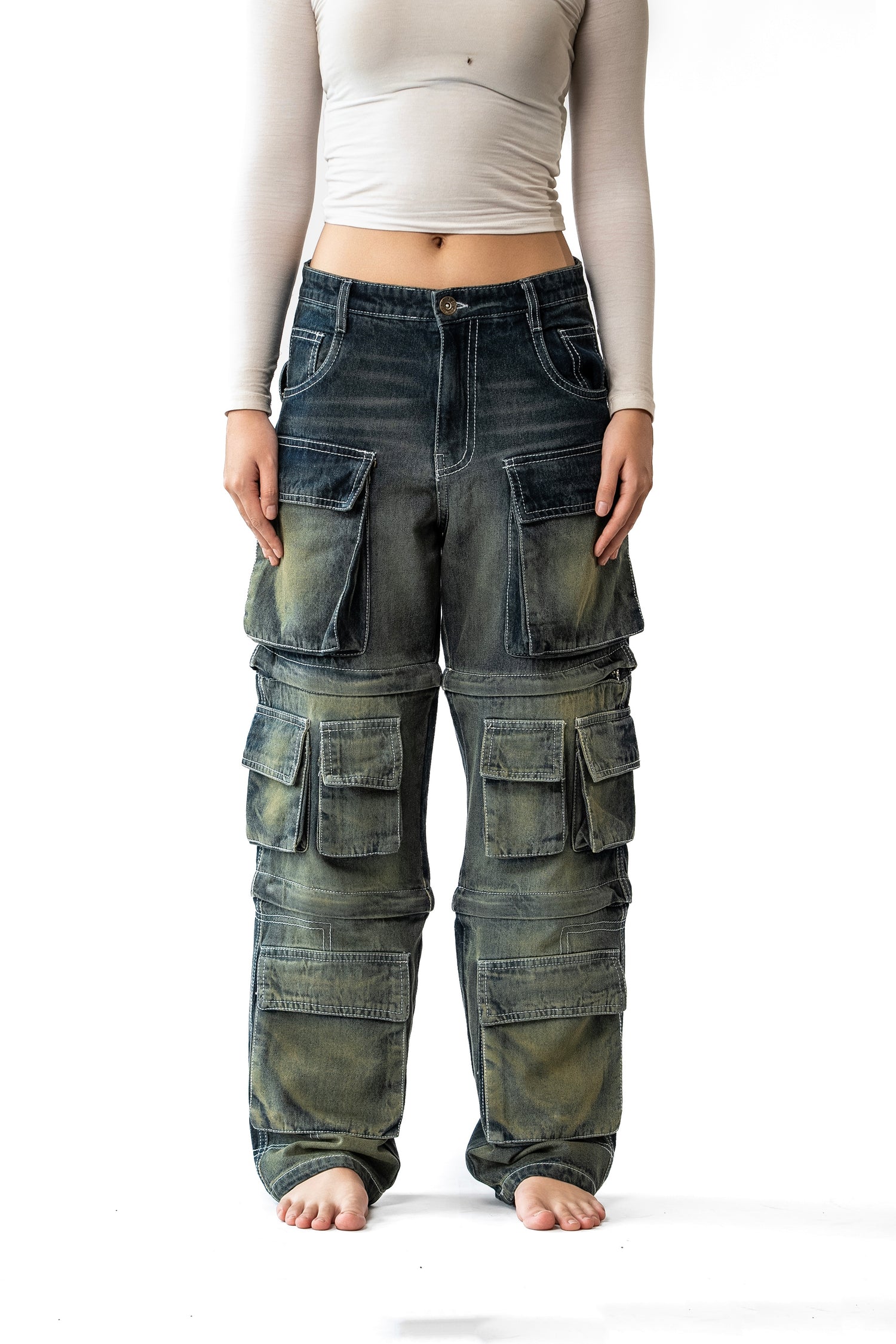 B&B Subway Straight Alien Green Denim