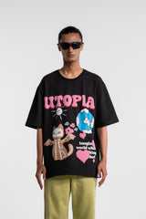 Utopia Black Oversized T-Shirts