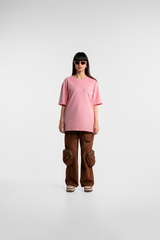 Money On My Mind Pink Oversized T-Shirts
