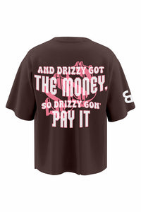 Money On My Mind Brown Oversized T-shirt