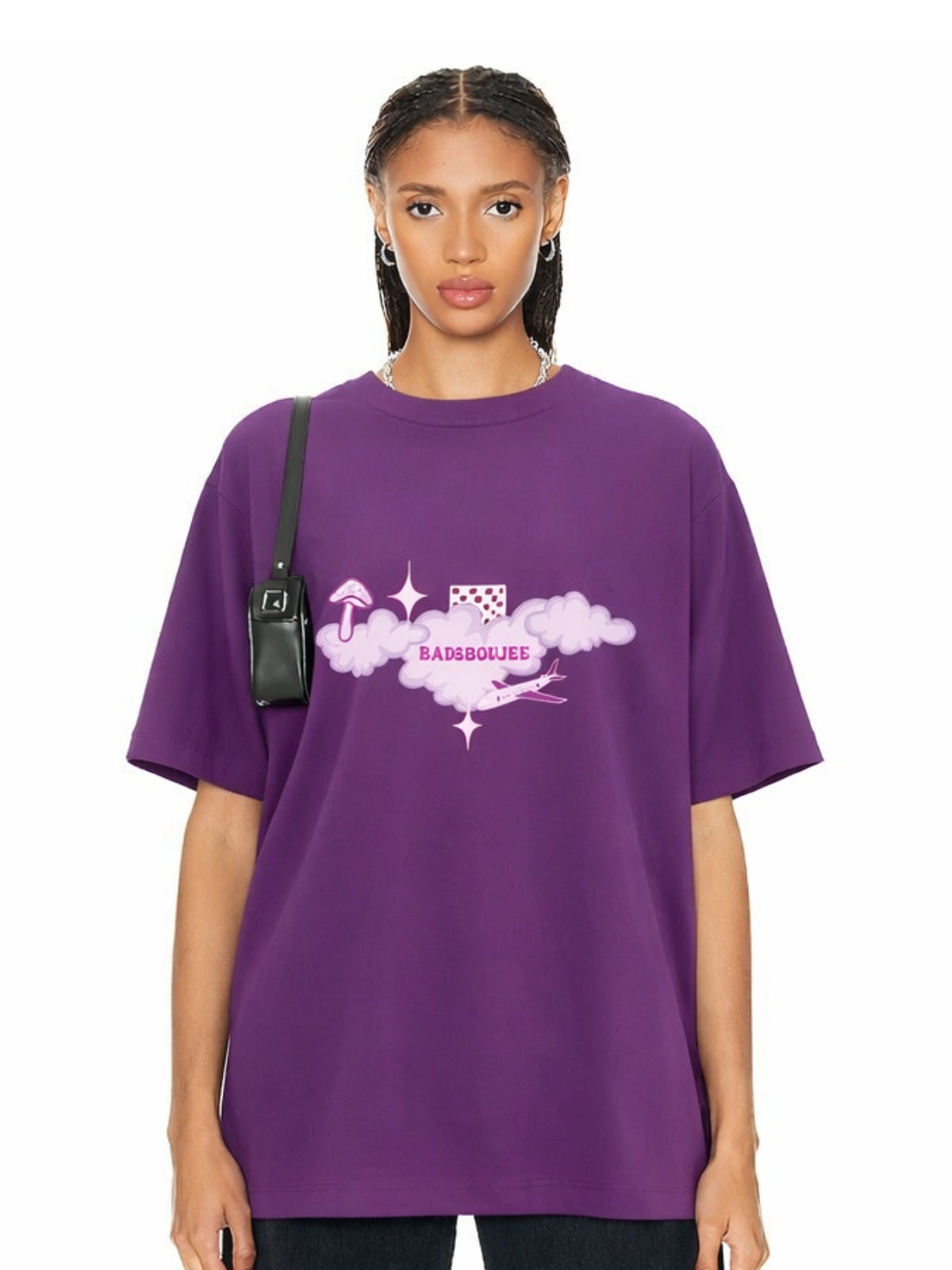 Boujee Fly High Dark Purple Oversized T-shirt