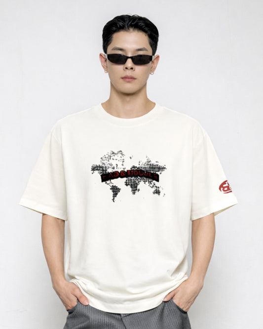 Living In Delusional World Off White Oversized T-shirt