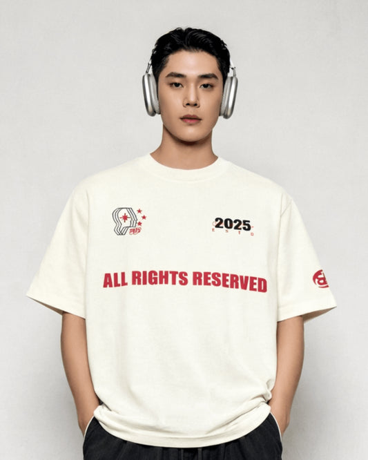 All Rights Reserved-Off White Oversized T-shirt