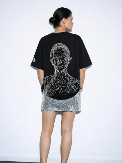 World, Hold On Black Oversized T-Shirt