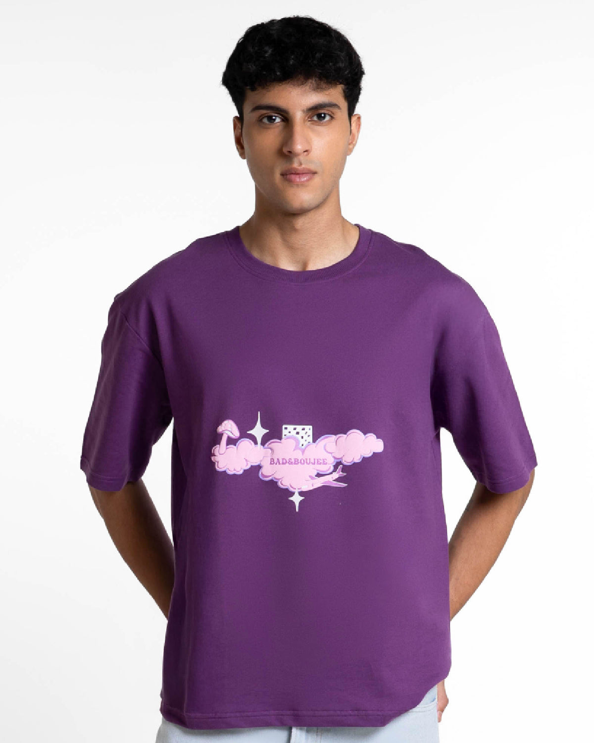 Boujee Fly High Dark Purple Oversized T-shirt