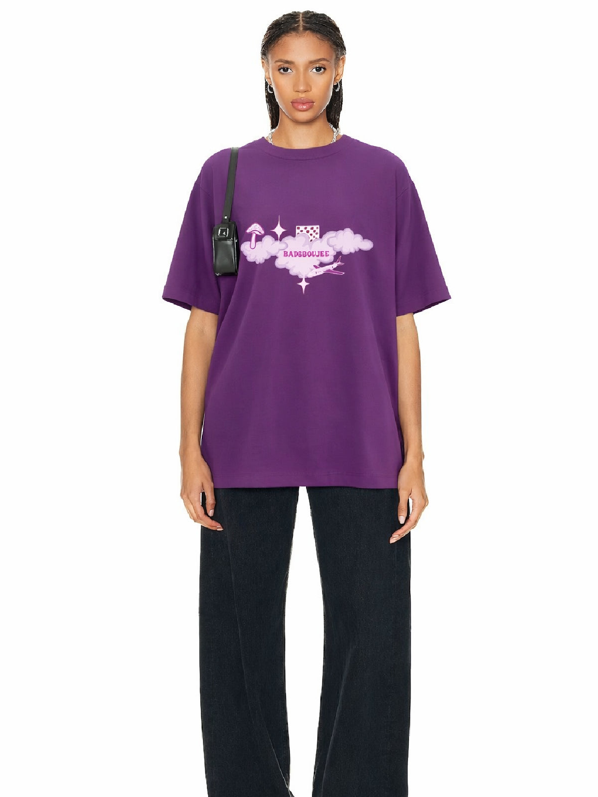 Boujee Fly High Dark Purple Oversized T-shirt