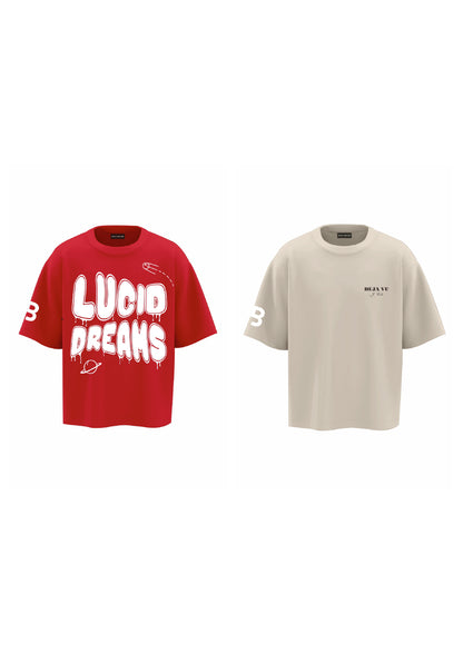 combo DEJA VU BEIGE + LUCID DREAMS RED (set of two t-shirts)