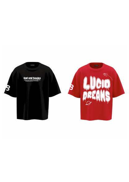 combo IN MY FEELING +LUCID DREAMS RED (set of two t-shirts)