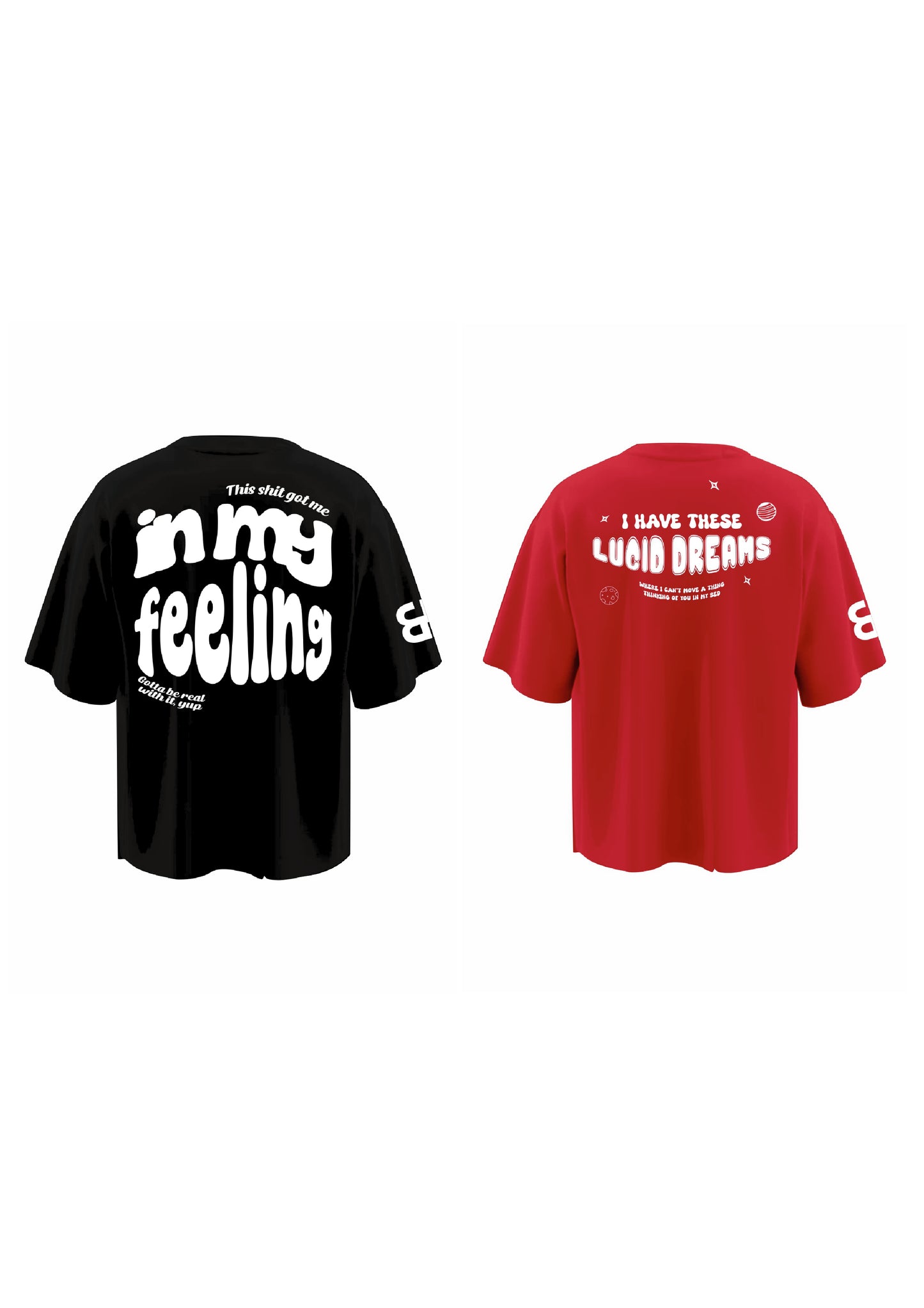 combo IN MY FEELING +LUCID DREAMS RED (set of two t-shirts)