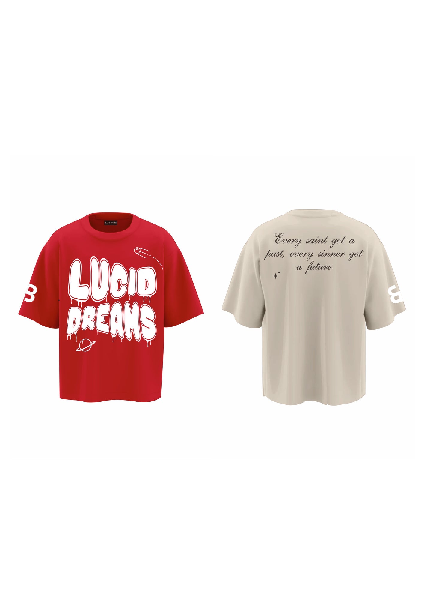 combo DEJA VU BEIGE + LUCID DREAMS RED (set of two t-shirts)