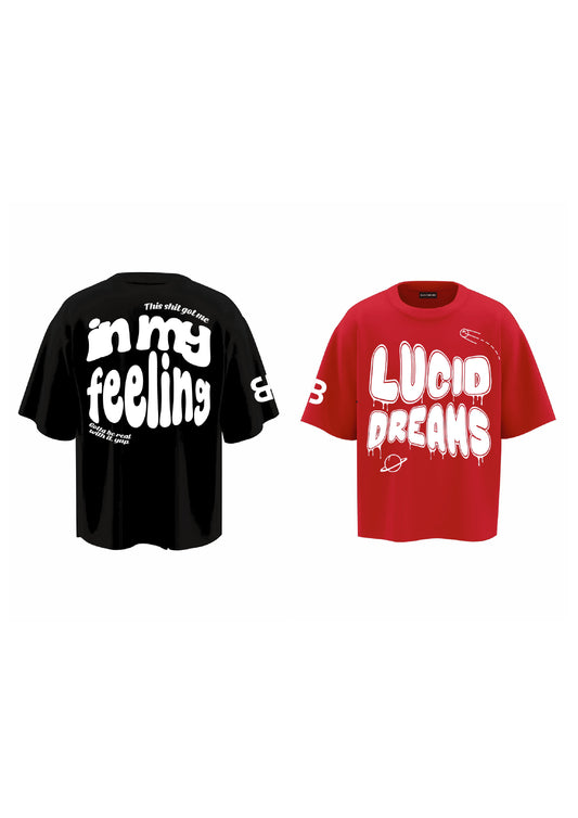 combo IN MY FEELING +LUCID DREAMS RED (set of two t-shirts)