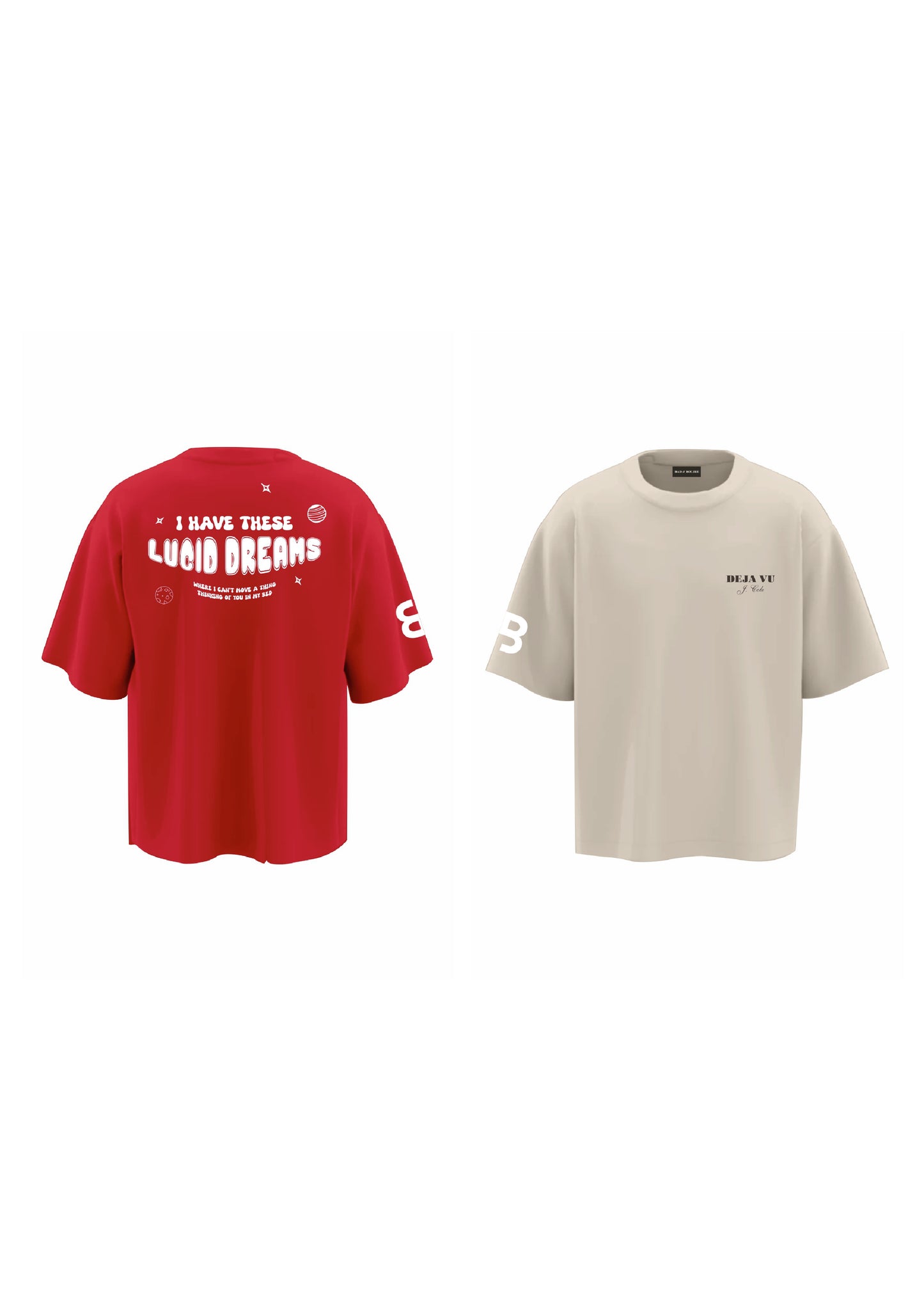 combo DEJA VU BEIGE + LUCID DREAMS RED (set of two t-shirts)