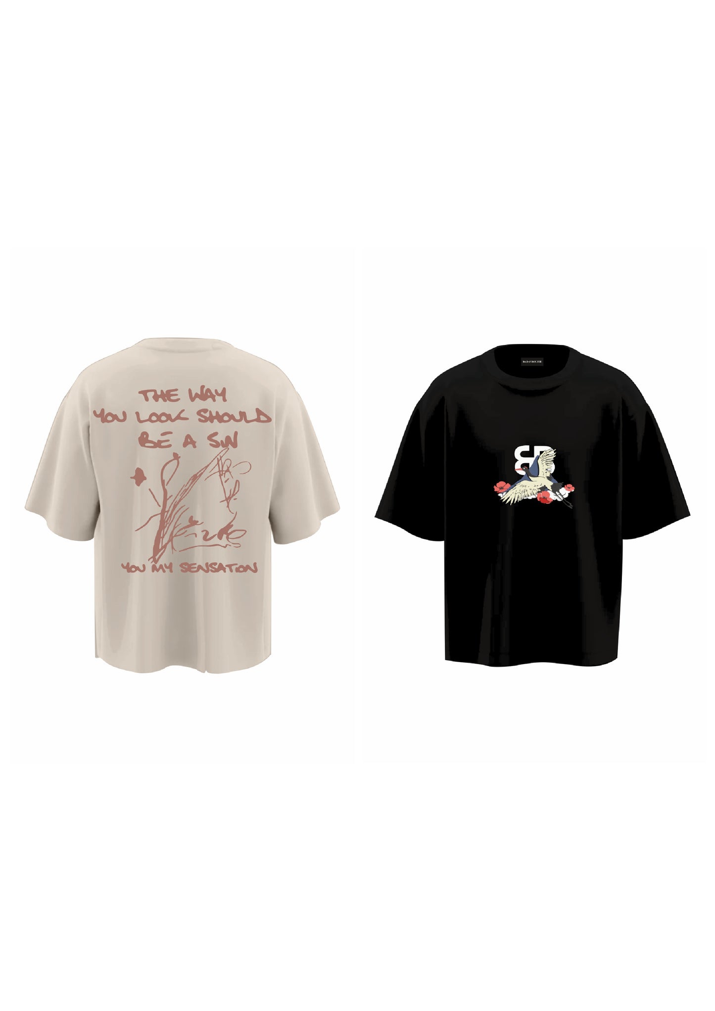 combo SENSATION BEIGE + MADIBA BLACK (set of two t-shirts)