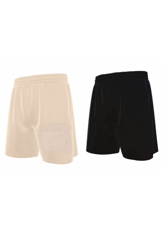 combo lounge shorts Black + lounge shorts Beige (set of two shorts)