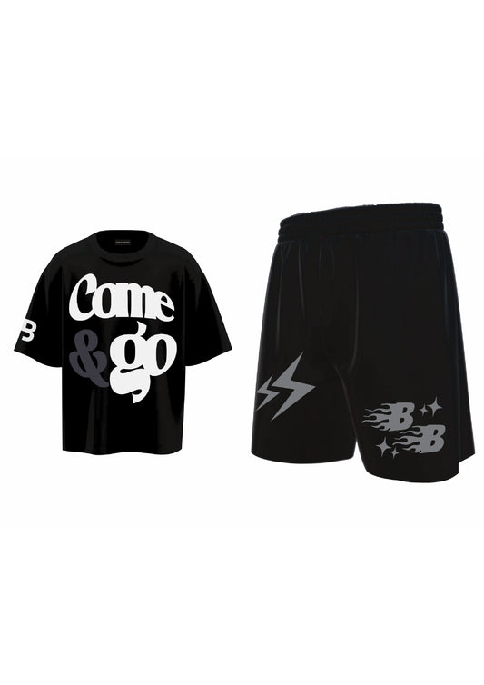 combo COME & GO +BOUJEE LOUNGE SHORTS BLACK (set of t-shirts & shorts)