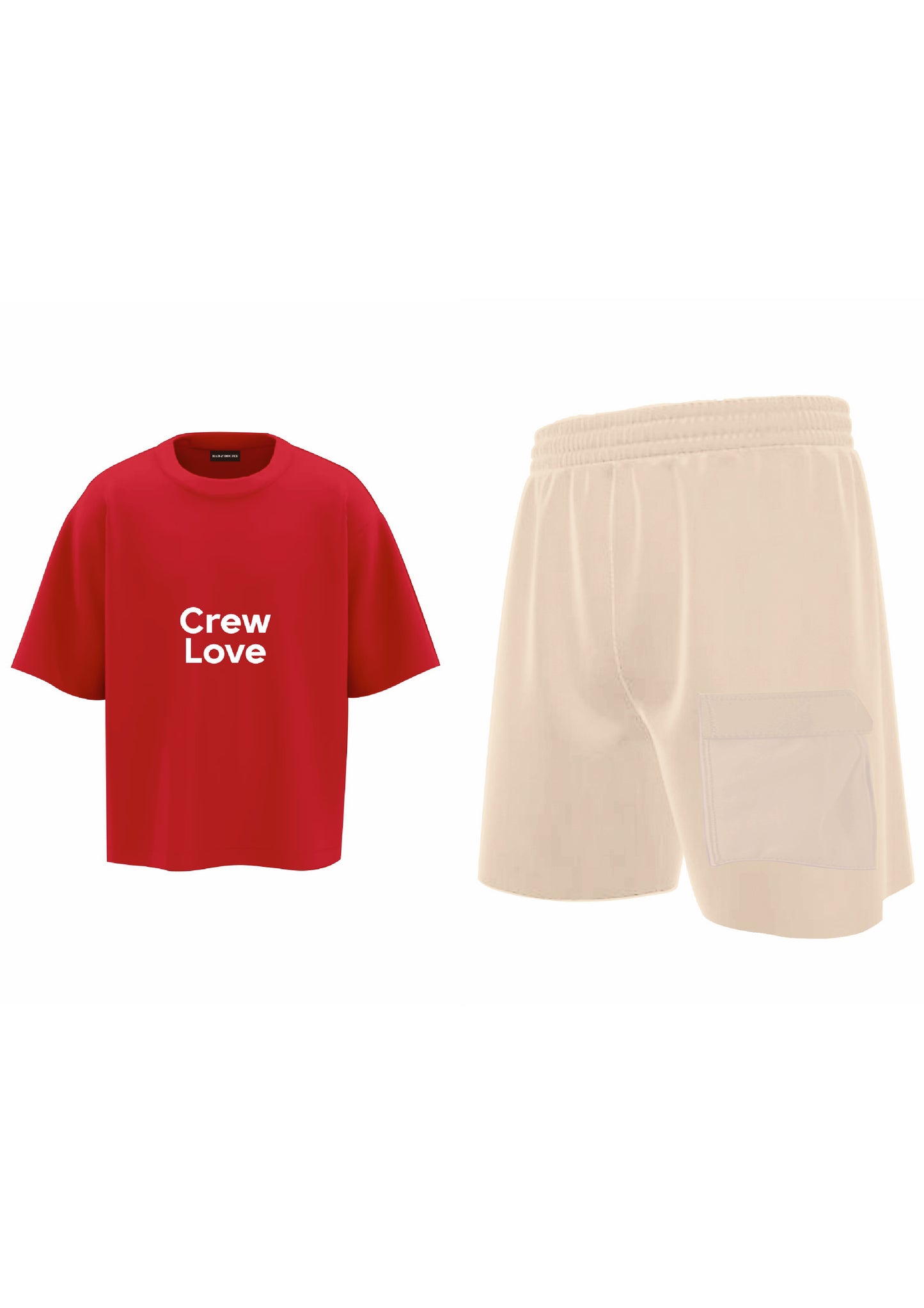 combo CREW LOVE + LOUNGE SHORTS BEIGE (set of t-shirts & shorts)