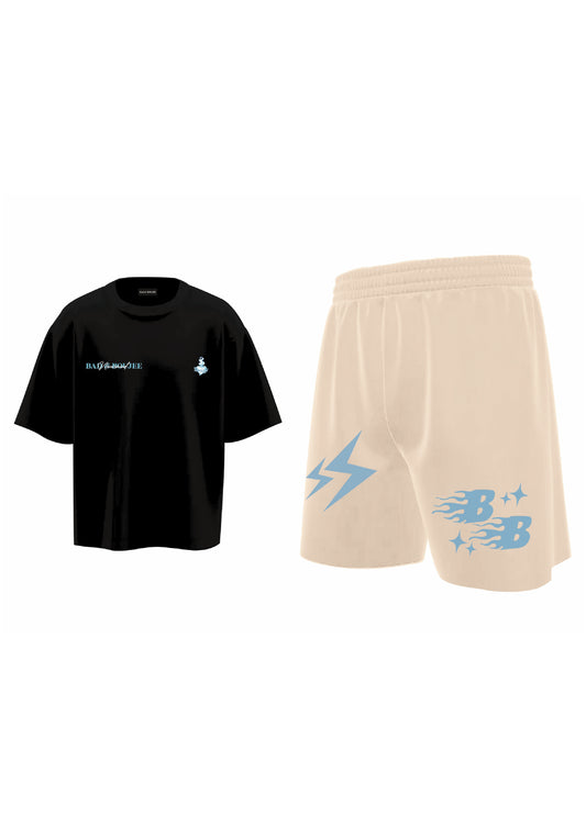 combo HONESTLY NEVERMIND +BOUJEE LOUNGE SHORTS BEIGE (set of t-shirts & shorts)