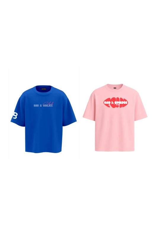 Faith Blue + Fein Baby Pink Oversized T-shirt Combo