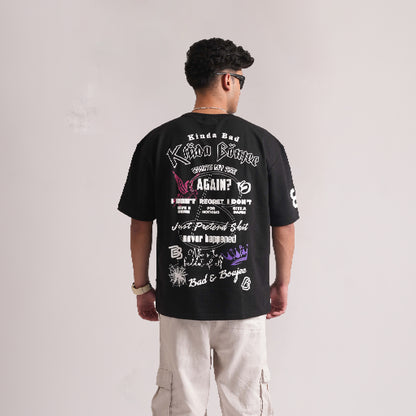Kinda Bad - Kinda Boujee Black Oversized T-shirt